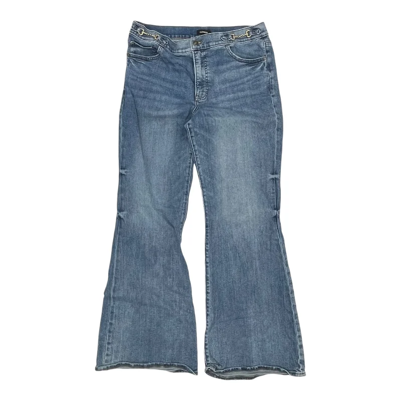 Youthful Style Jeans Flared By Express In Blue Denim, Size:12