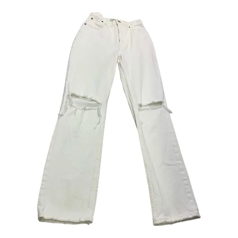 High-end Fabrics Jeans Straight By Abercrombie And Fitch In White Denim, Size: 2