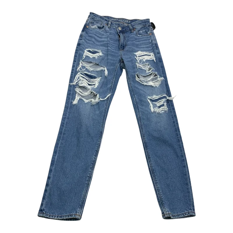 Elegant Design Jeans Straight By American Eagle In Blue Denim, Size: 0