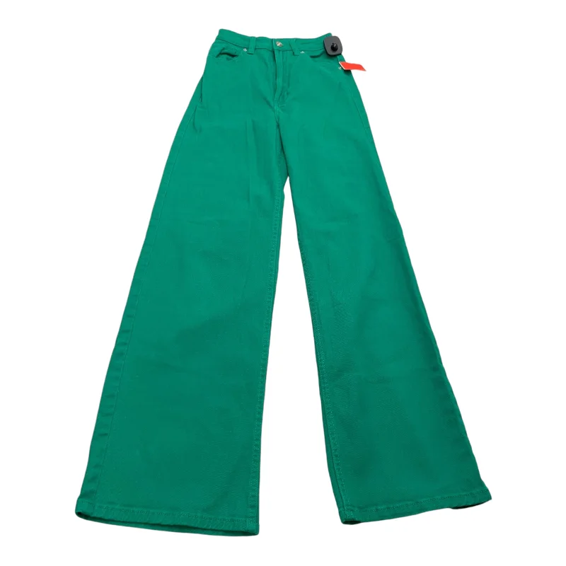 Sports And Leisure Jeans Wide Leg By Divided In Green Denim, Size: 0