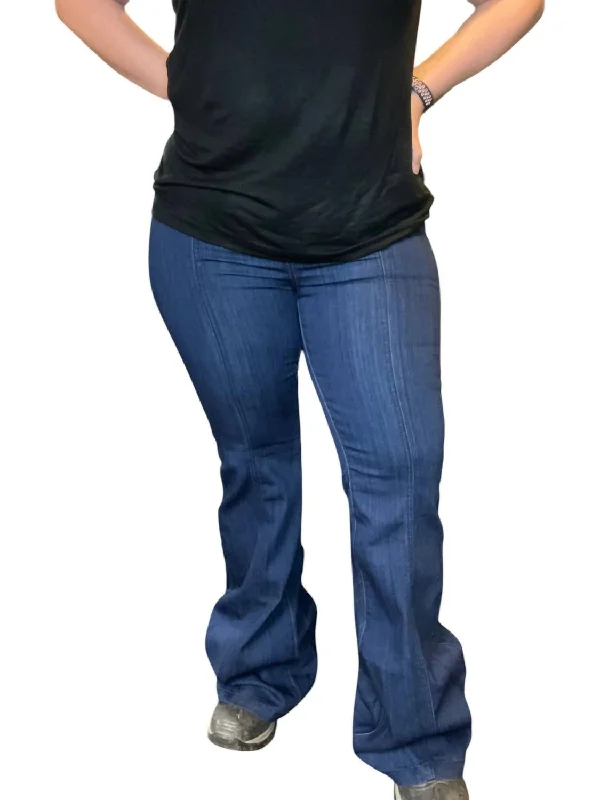 Casual Comfort Wear Morticia Pull On Flare Jeans In Denim