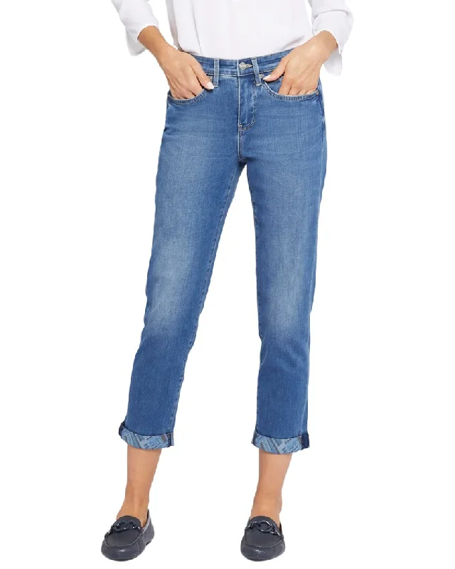 High-end Wear NYDJ Margot Printed Cuff Lovesick Girlfriend Jean