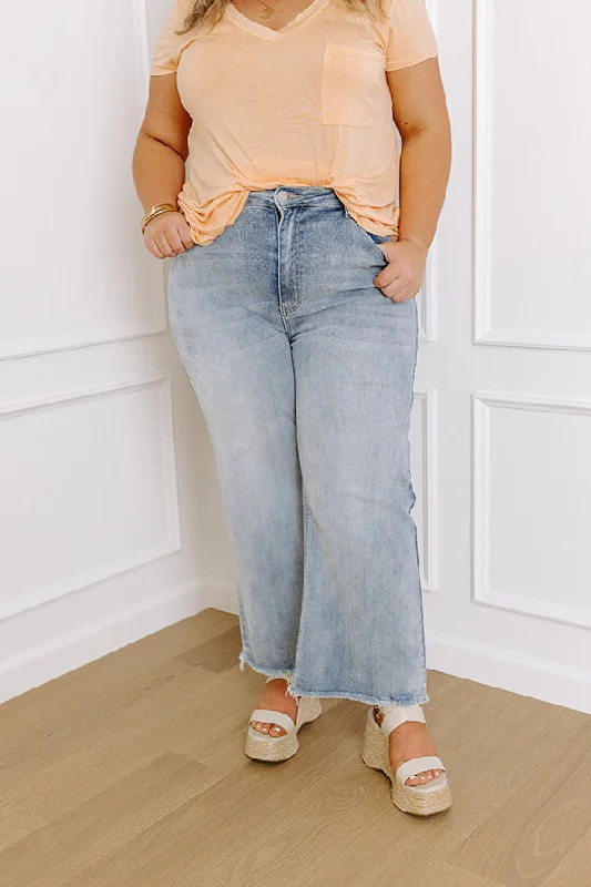 Personalized Wear Risen Anita High Waist Crop Flare in Light Wash Curves