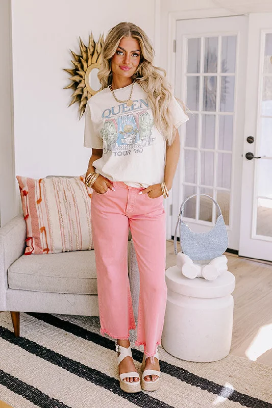 American Style Risen Iris Midrise Wide Leg Jean in Pink