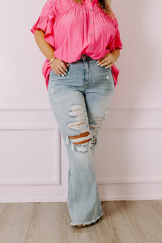 Elegant Tailoring Risen The Aubree High Waist Distressed Flare Curves