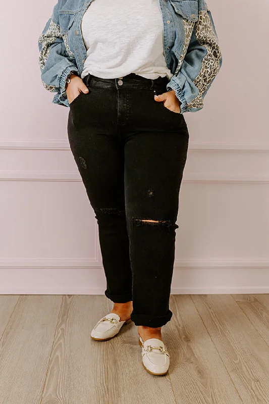 Relaxed Chic Risen The Edith High Waist Distressed Straight Leg Jean Curves