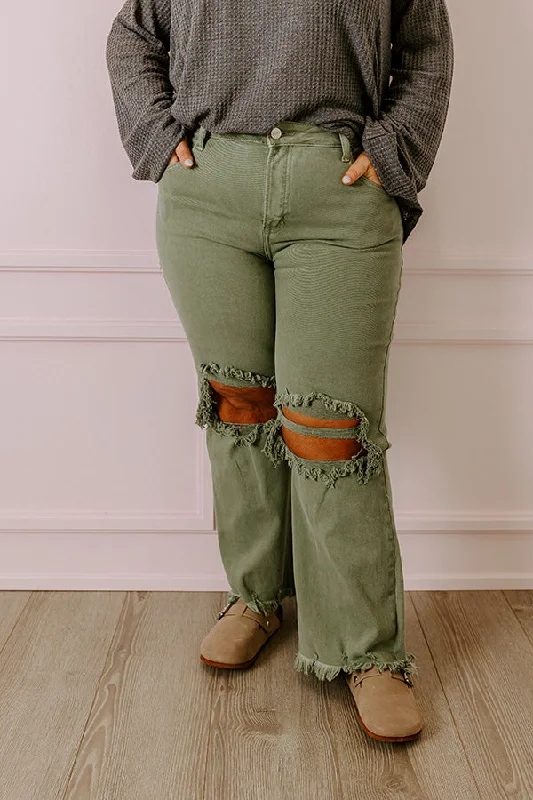 Leisure Travel Risen The Eras High Waist Distressed Jean in Pear Curves