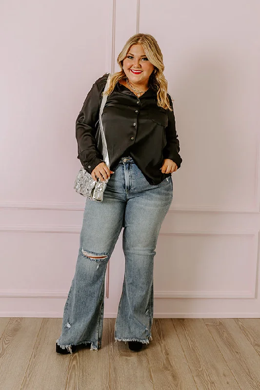Customized Version Risen The Fleetwood High Waist Distressed Flare In Light Wash Curves