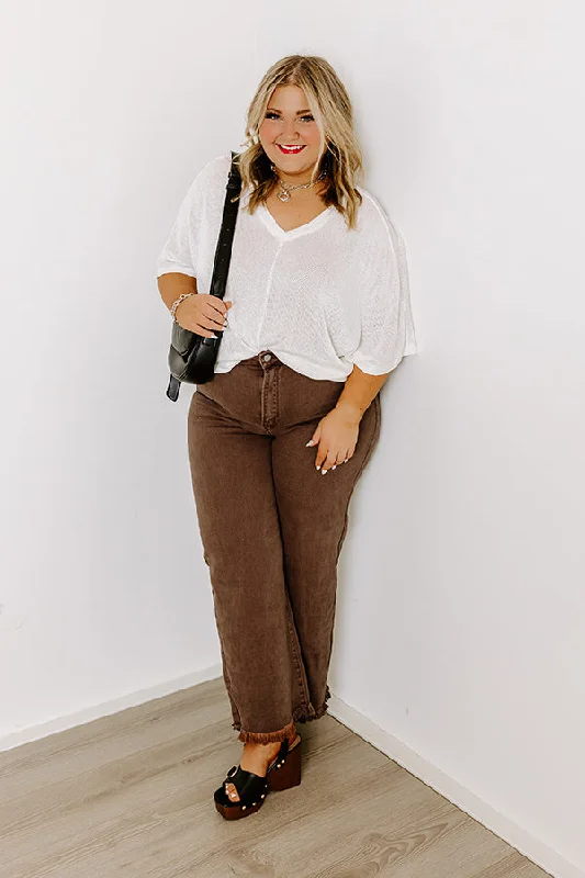 Everyday Outfits Risen Utopia High Waist Straight Leg Jean in Chocolate Curves