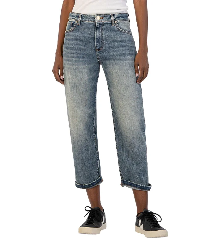 Cozy Chic Wear Sienna Baggy Boyfriend Crop Jeans In Shaped Wash