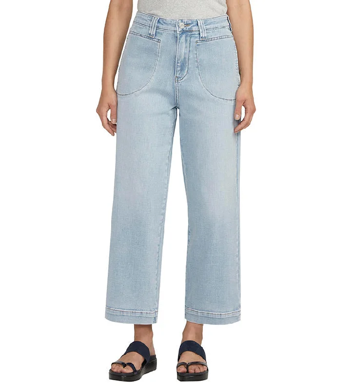 Comfortable Lounge Wear Sophia Wide Leg Crop Jeans, Surf Spray Blue | JAG