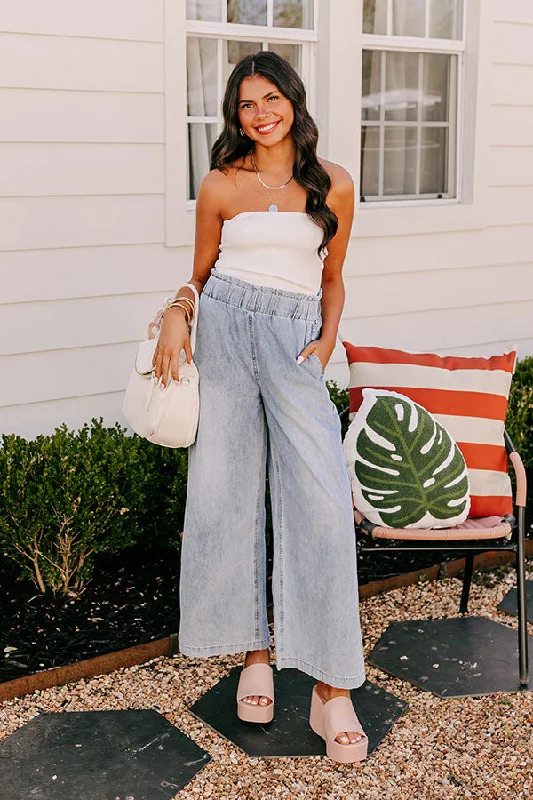 Fashion Touch The Channing High Waist Chambray Wide Leg Pants