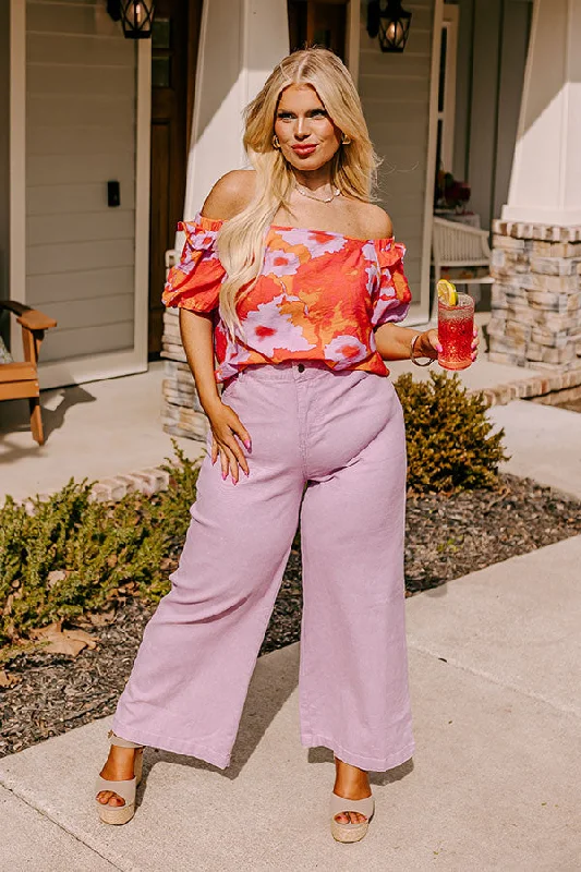 Trendy Casuals The Dex High Waist Straight Leg Jean In Lavender Curves