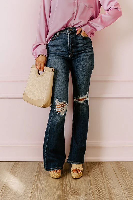 Exclusive Customization The Margot High Waist Distressed Flare in Dark Wash