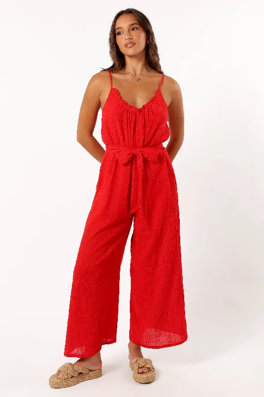 Exquisite Craftsmanship Alondra Jumpsuit - Red