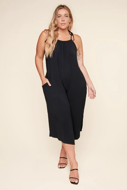 Creative Prints Florence Flowy Sleeveless Jersey Knit Jumpsuit Curve