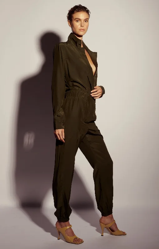 Simple Style Fortuna Silk Jumpsuit - Military
