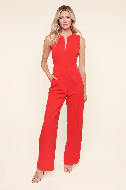 Fashion Pioneer Genevieve Sleeveless Zipper Front Jumpsuit