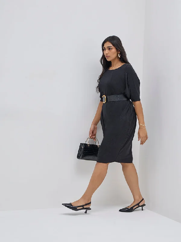 Urban Chic Gia Black Glitter Design Straight Dress