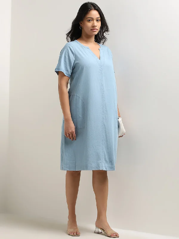 Casual Chic Looks Gia Light Blue Straight Denim Dress