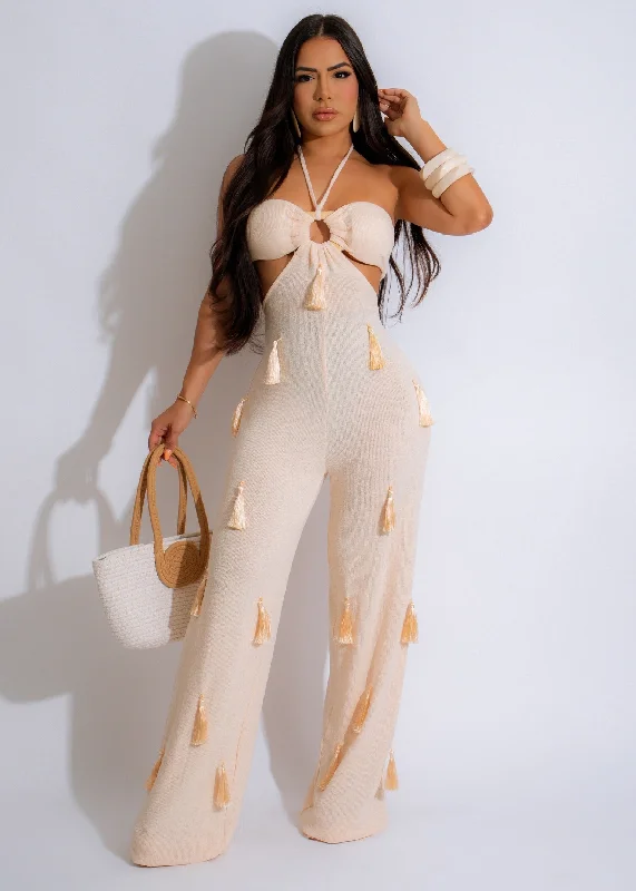 American Style Golden Sands Knit Jumpsuit Nude