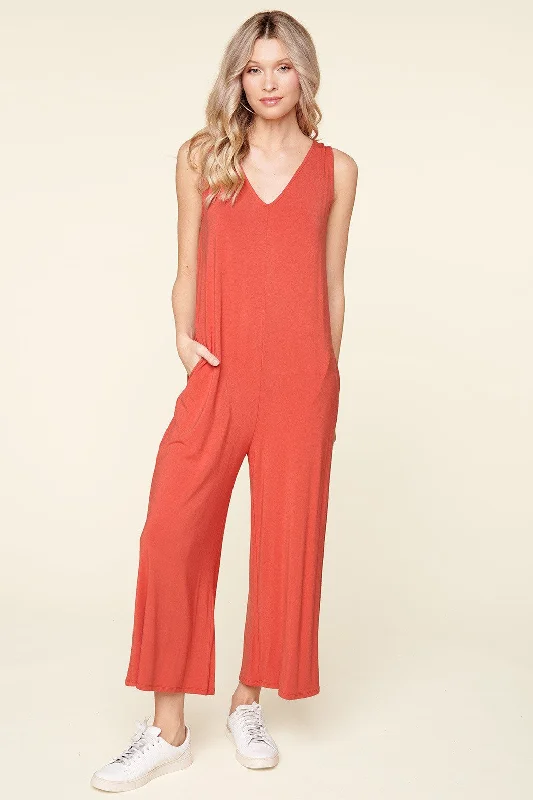 High-end Wear Mackenna Sleeveless Wide Leg Jersey Knit Jumpsuit