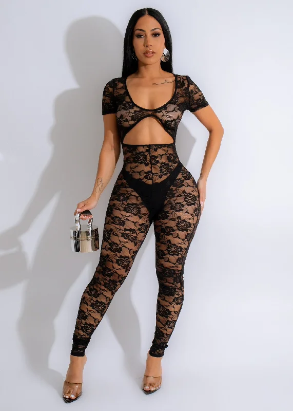 Easygoing Fashion Need You More Lace Jumpsuit Black