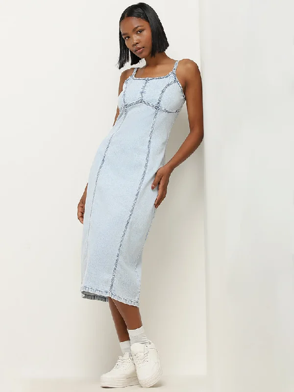 Celebrity Style Nuon Light Blue Bodycon Denim Dress