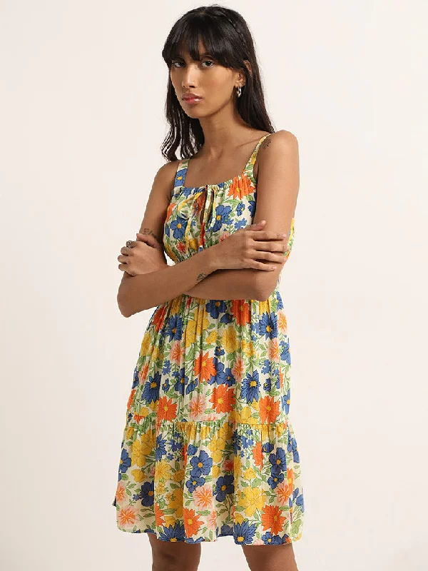 Exquisite Tailoring Nuon Multicolour Floral Design Bustier A-Line Dress