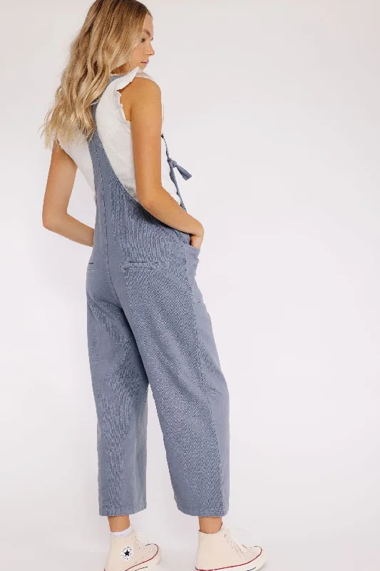 Thin Design Oxford Overalls in Blue