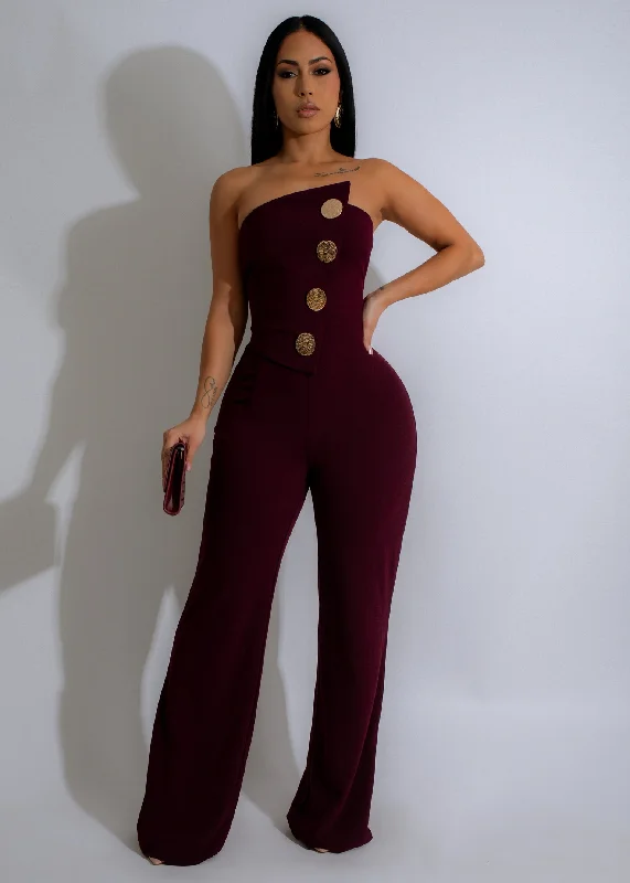 Simple Style Regal Ascent Jumpsuit Burgundy