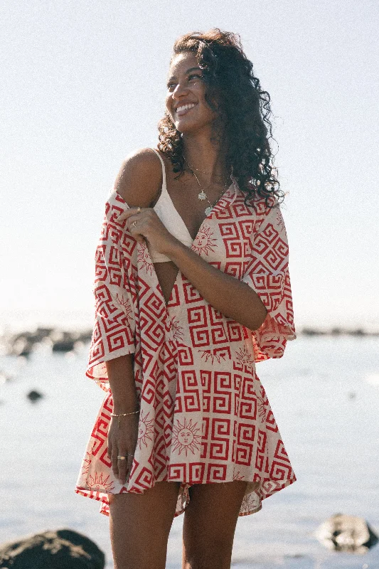 Classic Series Sebastian Romper - Beige Red
