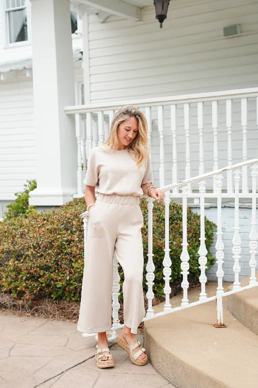 Loose Fit Spanx Air Essentials Crop Wide Leg Jumpsuit