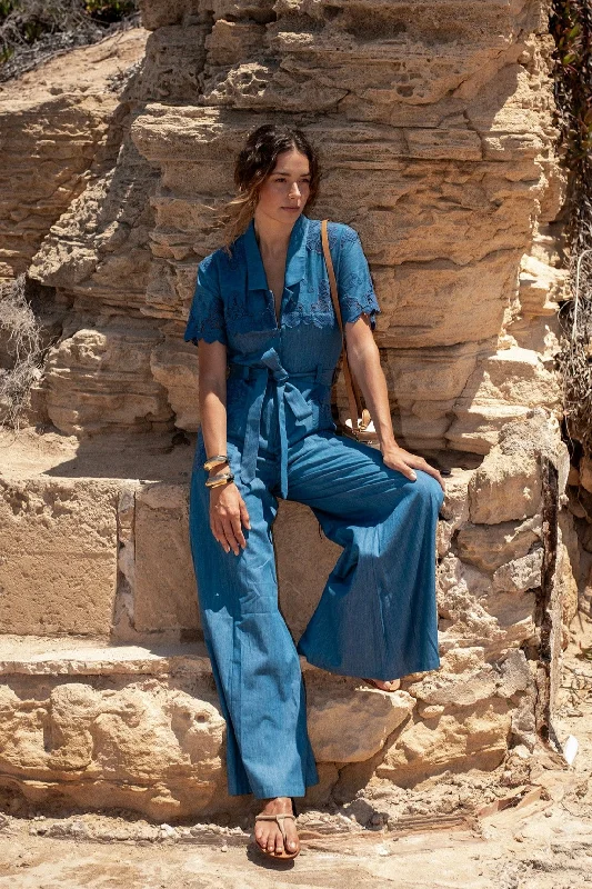 Double-sided Wear Tinsley Embroidered Jumpsuit in Indigo Denim