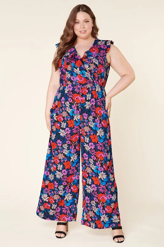 Wandering freely Ultra Flora Raquel Surplice Jumpsuit Curve