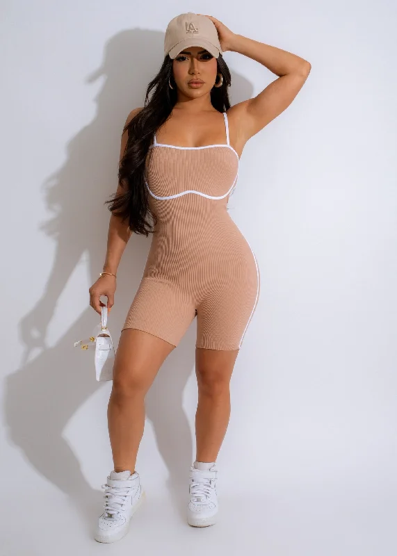 Simple Design Urban Chic Romper Nude