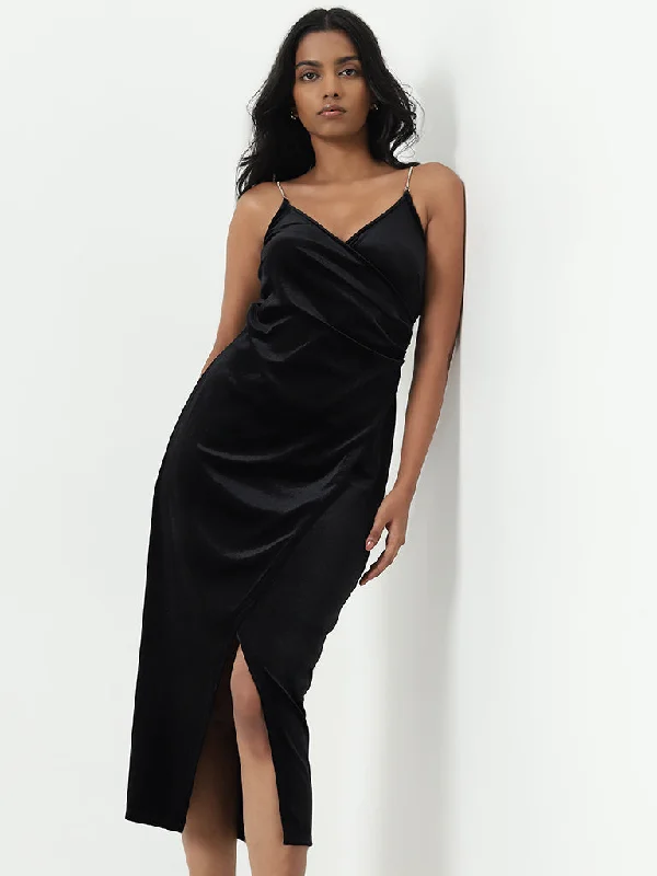 Minimal Style Wardrobe Black Velveteen Bodycon Dress