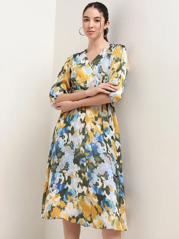Design Trend Wardrobe Multicolour Floral Print Midi Dress