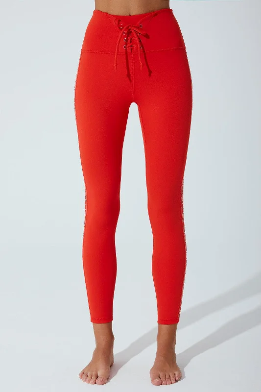 Casual And Versatile 7/8 High Waist Double Knot Legging - Venetian Red