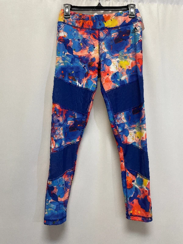 Effortless Dressing Athletic Leggings By Adidas In Blue & Red, Size: M