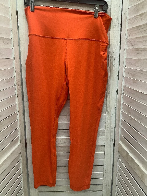 Cool Summer Athletic Leggings By Lululemon In Orange, Size: 12