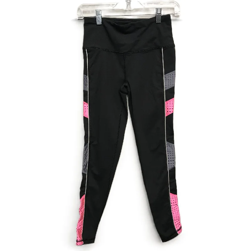 Embroidery Design Athletic Leggings By Victorias Secret In Black & Pink, Size: Xs