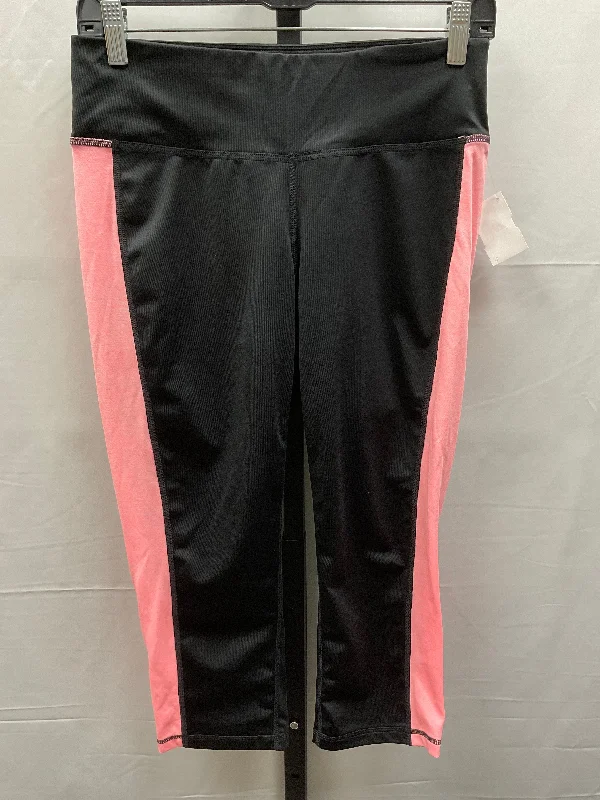 Goddess Outfit Athletic Leggings Capris By Ideology In Black & Pink, Size: M