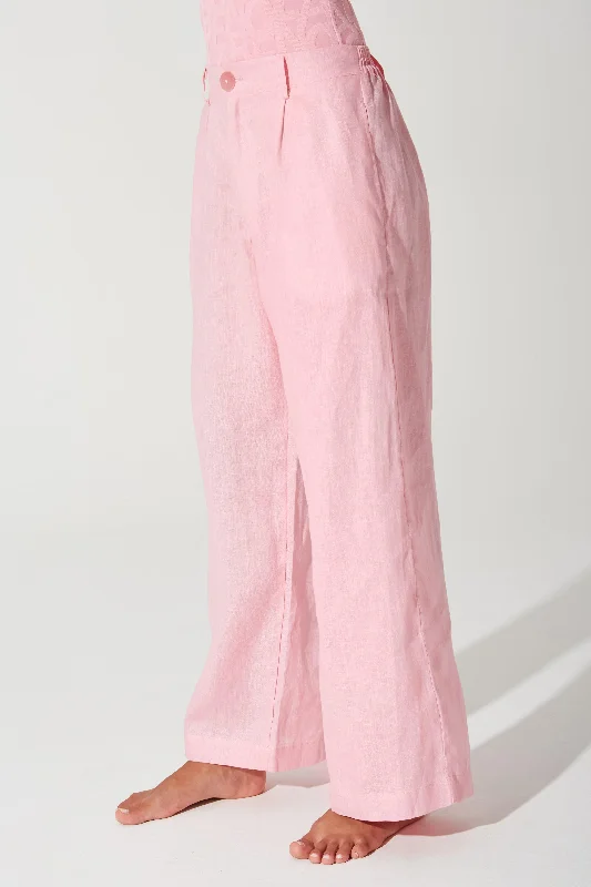 Breathable Style Belle Linen Pant - Powder Pink