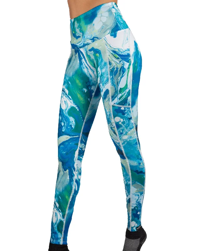 Stretch Design Blue Marble ECO-TechFlex Pocketed Legging