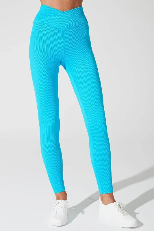 Soft Comfort Wear Bondi V Ribbed Legging - Pacific Blue