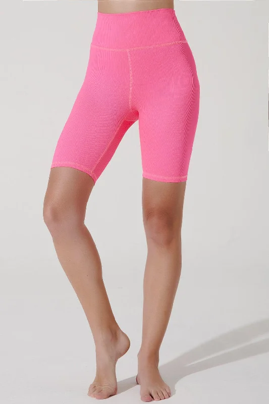 Elegant And Noble F'Onte Biker Short Ribbed - Hot Pink