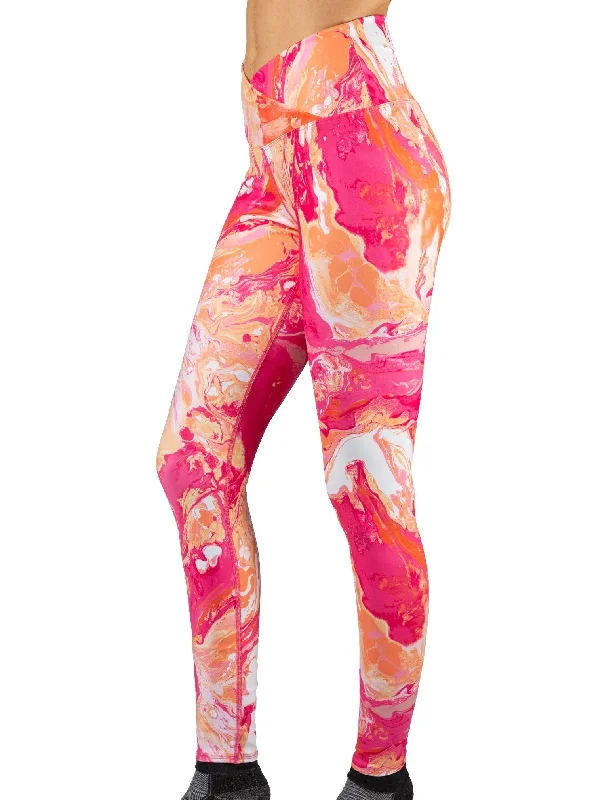 Ethnic Style Pink Marble ECO-TechFlex Cross Over Waistband Legging