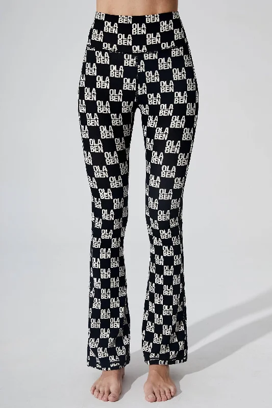 Fashion Touch Sera Monogram Flared Legging - Monogram Black