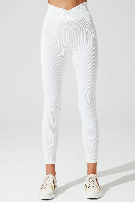 Goddess Style V Waist Ribbed Legging - White